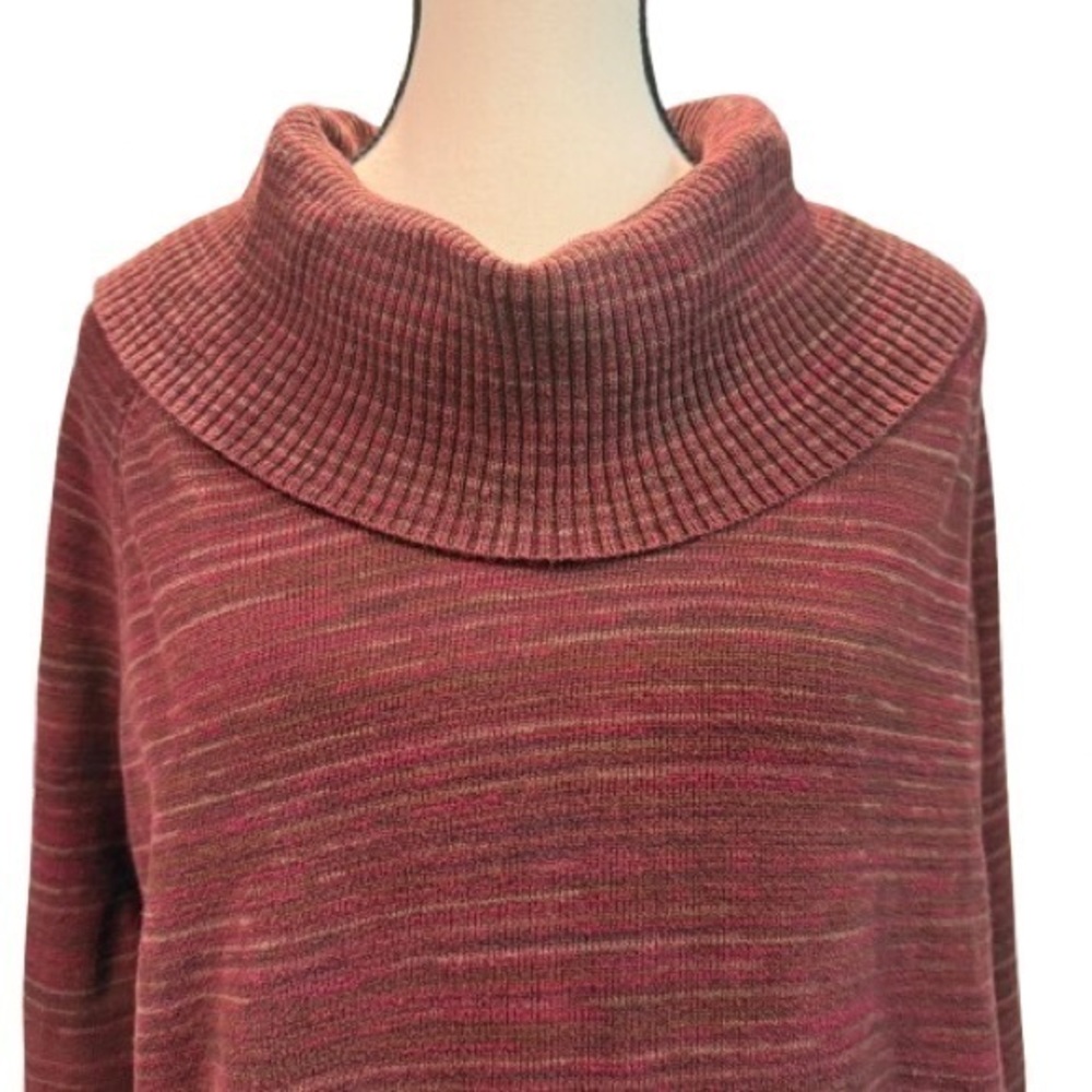 Eight Eight Eight Marled Cowl Neck Pullover Sweater Red Brown Cotton M Cozy
